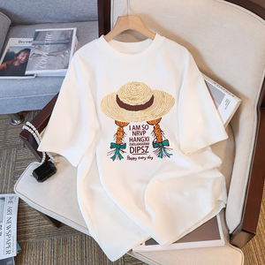 <span class=keywords><strong>Ropa</strong></span> de Mujer de Alta Calidad al por Mayor, Camisetas Gráficas de Cuello Redondo y Manga Corta para Mujer, Blusa de Moda - Product Image 4