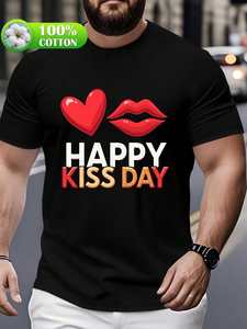 เสื้อยืดแฮปปี้คิสด์ไซส์ใหญ่ ผ้าฝ้าย 100% แขนสั้น คอกลม ใส่ได้ทั้งชายและหญิง สวมใส่สบาย พิมพ์ลายหัวใจด้านหน้า - Product Image 3