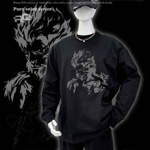 T-shirt à manches longues pour homme, nouvelle mode automne-hiver, imprimé Black Myth Wukong, 100% coton, coupe ample, style hip-hop - Product Image 4