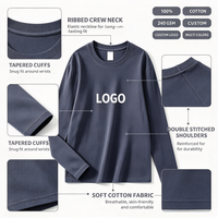 T-shirts à manches longues décontractés unisexes en coton peigné 100% avec logo imprimé personnalisé, 240 GSM, vêtements de travail d'entreprise