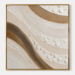 Abstract Handmade <b>Canvas</b> Art Embossed Circles Earth Tones <b>Framed</b> Contemporary Wall Decor - Product Image 2