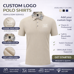 Polo Casual Elegante para Hombre, Diseño de Cuello a Cuadros, Mezcla de Algodón Premium, Manga Corta, Logotipo Personalizado, Ropa de Oficina - Product Image 4