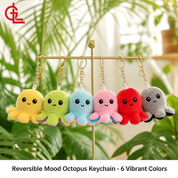 Reversibele Pluche Octopus Sleutelhanger Zachte Octopus Knuffeldier Sleutelhanger Schattige Pluche Sleutelhanger Groothandel OEM Aangepast