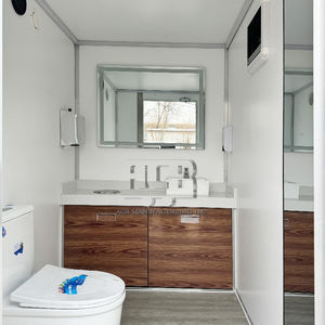 Remolques de baño portátiles de lujo Inodoro móvil de baño pequeño de 2 habitaciones para uso en exteriores Material de acero disponible para la venta - Product Image 3