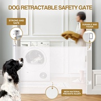 Barrière de sécurité pour chien Pawise, en maille rétractable, extensible jusqu'à 160 cm, fonctionnement à une main, pour porte intérieure ou extérieure