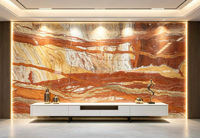 Dalles de marbre de luxe naturel Orange Breche Fantastique Red Roots pour carrelage, plans de travail de cuisine, îlots, et dessus de meuble de salle de bain avec finition Bookmatch