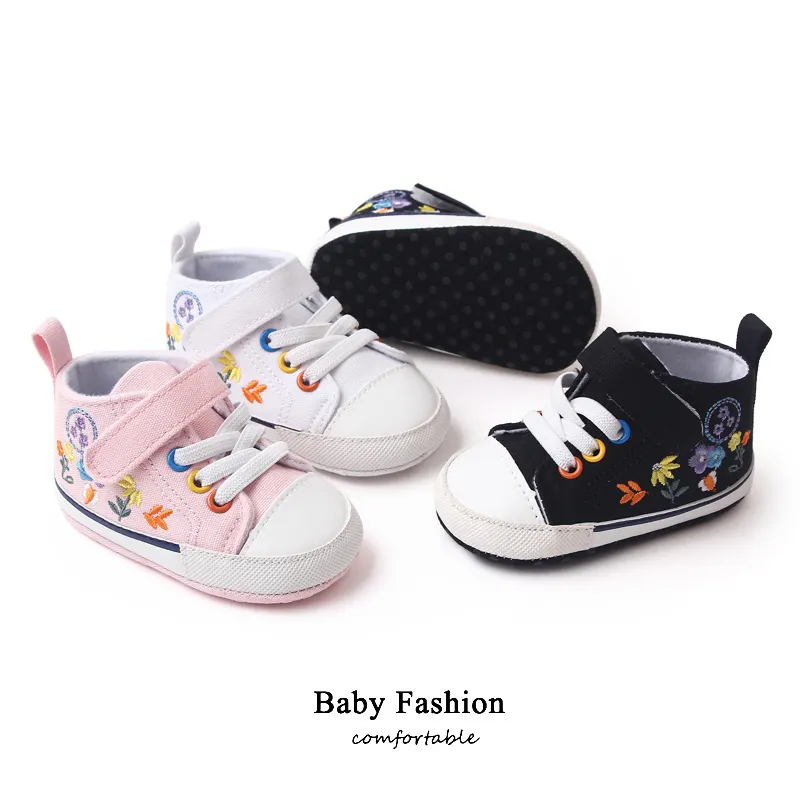 New Arrival Baby Girls Shoes Fashion Trend Embroidery Baby Canvas Shoes 2022