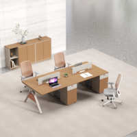 Table de travail de bureau simple et moderne en mélamine, pour une personne, avec pieds en métal, armoire de rangement latérale, bureau d'employé, écologique, durable