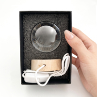 Esfera de Cristal K9 Transparente Sólida de 60 mm y 80 mm para Máquinas de Grabado Láser y UV XTool con Base de Madera y Soporte LED