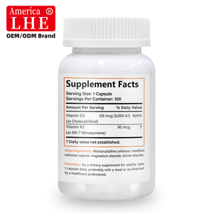 Fabricant en gros de suppléments de vitamine K2 D3 Shecome avec MK-7 pour soutenir la santé cardiaque et osseuse, 100 capsules de vitamine K2 D3 - Product Image 6