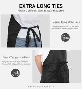Adjustable Waterproof Chef Apron with 2 Pockets | Cooking, <b>BBQ</b> & Painting Kitchen Apron, Black (Bulk Pack Available) - Product Image 4