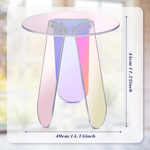โต๊ะข้างอะคริลิกรูปทรงกลมใสสีรุ้ง โต๊ะกาแฟอะคริลิคสีรุ้ง โต๊ะข้างสีรุ้ง - Product Image 2