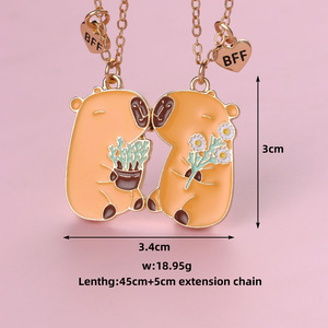 Kalung Capybara lucu, Kalung persahabatan hewan, Kalung magnetik untuk anak perempuan - Product Image 3