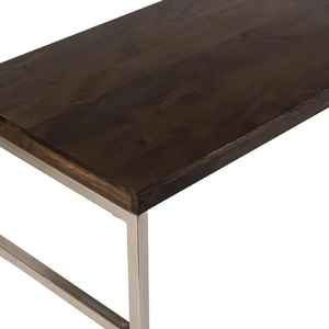 Table basse moderne faite à la main avec finition grain de bois et cadre en métal robuste, idéale pour le bureau à domicile et les coins décoratifs - Product Image 4