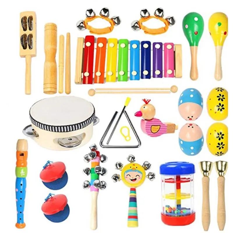 Wooden Percussion Instruments Montessori Musical Toys Kids Musical Instruments for Boys Girls Birthday Gifts with Storage Bag