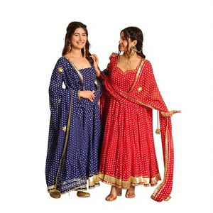 TENNECY Launching New Design Foux Georgette Floor-Length Casual Wedding Gown Pent Dupatta Ready Wear <b>Women's</b> <b>Kurta</b> Set Recycled - Product Image 1