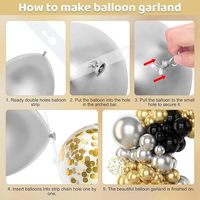 Ballons de confettis métalliques en latex noir et or de 12 pouces, échantillon gratuit, ensemble d'arche de ballon pour les décorations d'anniversaire et de remise des diplômes