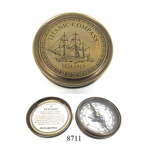เข็มทิศไททานิคทองเหลืองทะเลแนววินเทจ,ปรับแต่งเข็มทิศอุปกรณ์ตั้งแคมป์และเดินป่า - Product Image 3