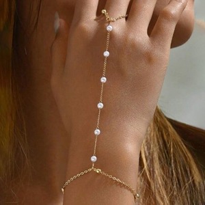 Ins Popular Stainless Steel <strong>Gold</strong> Plated Ring and <strong>Bracelet</strong> Cubic Zirconia <strong>Pearls</strong> Hand Jewelry <strong>Bracelet</strong> for Women Party Gifts - Product Image 1