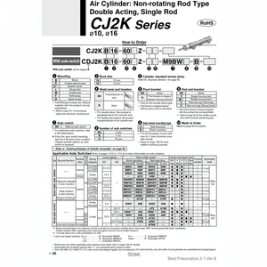 กระบอกลมนิวเมติก SMC CDJ2KB16-50Z-B ชิ้นส่วนนิวเมติก - Product Image 1