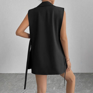 <span class=keywords><strong>Gilet</strong></span> élégant sans manches en polyester pour <span class=keywords><strong>femme</strong></span>, col cranté, <span class=keywords><strong>mi</strong></span>-<span class=keywords><strong>long</strong></span>, sans boutons, style européen et américain, idéal pour les trajets quotidiens, collection 2025 - Product Image 2
