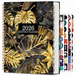 Carnet de notes 2026 à motif floral anglais, planificateur de travail quotidien pour une efficacité accrue avec suivi des horaires et des dates, option cadeau de Noël - Product Image 1