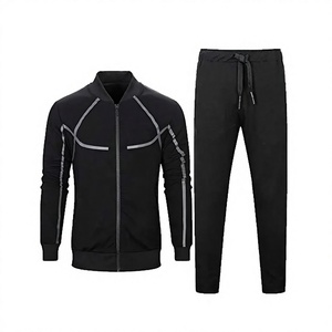 Ensemble de survêtements athlétiques respirants pour hommes, style streetwear hiver, tenue de sport en tissu Spandex/Polyester, fournisseur en gros - Product Image 2