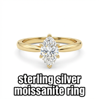 Bague de fiançailles tendance en argent sterling 925 avec moissanite VVS1, bague en moissanite fine pour femme, cadeau d'anniversaire de mariage
