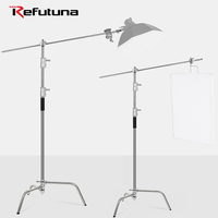 Support d'éclairage photo C-Stand 3,3 m en acier inoxydable robuste avec bras articulé, barre transversale et tête de préhension pour trépied