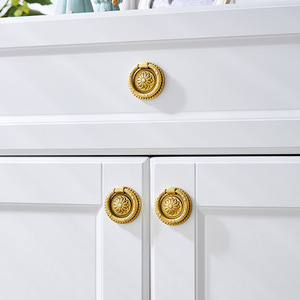 European Antique Brass Cabinet <strong>Door</strong> Furniture Cabinet Handle Gold Wardrobe <strong>Door</strong> Drawer Anti-collision Pull Ring <strong>Knob</strong> - Product Image 4