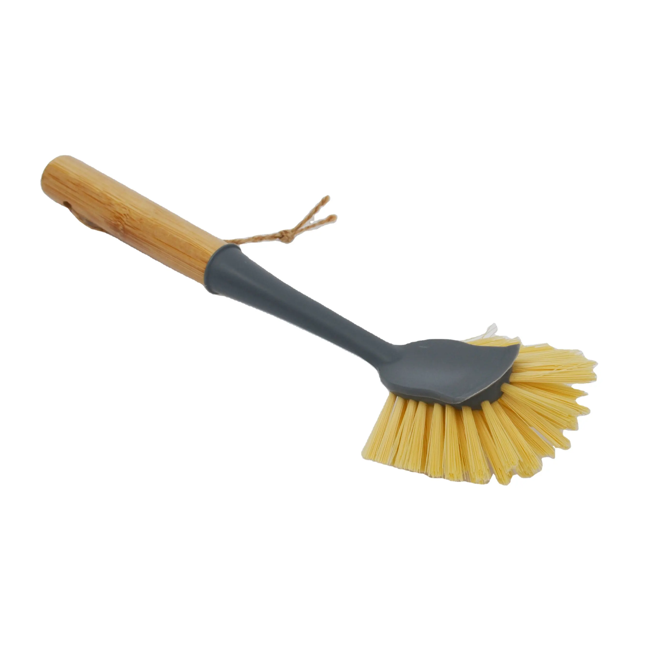Kitchen Sink Cleaning Scrub Brush for Pans Pots PP bristles Dish Scrubber Long Handle Dish Brush with Bamboo Handle