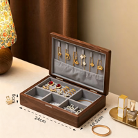 Boîte à bijoux en bois de noyer noir haut de gamme faite à la main avec fermeture magnétique pour bagues, montres, bracelets