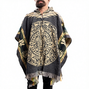 Scialle Quadrato Cinese in Lana di Alpaca Personalizzato DZ OEM con Cappuccio per <span class=keywords><strong>Uomo</strong></span> Motivo Geometrico Serape con Cappuccio Musulmano - Product Image 2