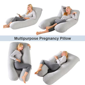 Oreiller de grossesse en coton en forme de U pour tout le corps, soutien massant pour femmes enceintes, fermeture éclair amovible, vente en gros OEM personnalisée - Product Image 4