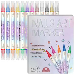 Set di Penne <span class=keywords><strong>per</strong></span> Nail Art 12 Colori, Doppia Punta Cancellabile ad Aria 0.5-5mm, Penne <span class=keywords><strong>per</strong></span> Smalto su Tessuto, <span class=keywords><strong>Pennarelli</strong></span> Acrilici 3D ad Asciugatura Rapida, Fai da Te - Product Image 4
