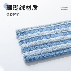 Custom Made Coral Fleece <b>Flat</b> <b>Mop</b> Head Rectangular Super Absorbent Floor Cleaning Replacement Velcro Straps - Product Image 2