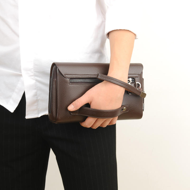 Bolsos de Hombre de Lujo Marca SAQIDAISHU, Gran Capacidad, Cartera de Cuero  Masculina para Negocios, con Cremallera, Tarjetero para Celular, Bolso de 