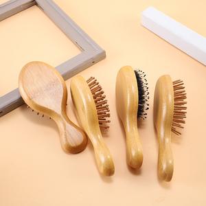 Brosse à cheveux de haute qualité avec poche de voyage, mini brosse à poils de sanglier, démêlage, massage, petite pagaie en bambou pour hommes, femmes et enfants - Product Image 3