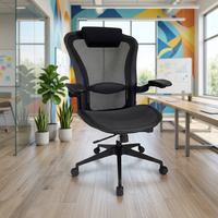 Chaise de bureau ergonomique moderne en maille avec accoudoirs réglables, fonction pivotante et appui-tête intégré pour le bureau