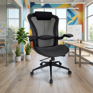 Ergonomic Mesh Office <b>Chair</b> Adjustable Armrest Swivel Task <b>Chair</b> With Built-In Headrest for Workspace - Product Image 2