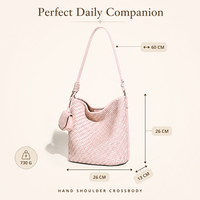 Custom Printed Logo Handmade Woven Bag for Women Fabric Casual Tote Bag Fashionable Capacity Vegan Leather Women's Bag