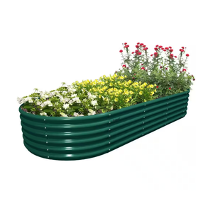 Jardinera Elevada Galvanizada con Fondo Abierto, Transpirable y Resistente a las Malas Hierbas, Caja de Cultivo de Vegetales Personalizada en Negro y Plata - Product Image 1