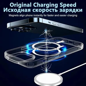 Antichoc Transparent Magnétique Sans Fil De Charge TPU PC Couverture Arrière pour <span class=keywords><strong>Apple</strong></span> pour iPhone 11 12 12 14 15 16 17 Pro Max Cas - Product Image 5
