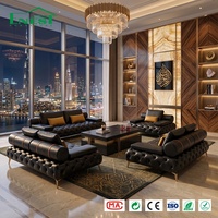 Fournisseur de meubles sur mesure pour toute la maison, ensemble de canapés en cuir capitonné de luxe italien pour appartement, villa, projet de manoir