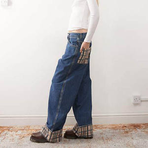 بنطلون جينز رجالي مخصص بقصة واسعة من الأسفل للرجال والنساء - Product Image 2