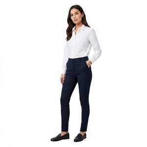 Women Dobby Textured Trousers Cotton <b>Linen</b> 275GSM Smart Casual Pants OEM ODM Wholesale Manufacturer Bulk Custom Garment Supplier - Product Image 2