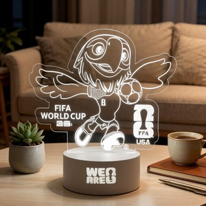 Lampe LED en acrylique sur le thème de la Coupe du Monde <span class=keywords><strong>FIFA</strong></span> 2026 aux États-Unis, motif mascotte, lumière changeante de couleur, interrupteur tactile, décoration de bureau, souvenirs sportifs - Product Image 2