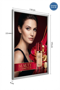 Panel Lenticular Personalizado Lentiprint Hecho en Alemania, 118X175cm, 40 LPI, Retrato, CLP/Backlit Estándar, Marco Plateado Opcional - Product Image 2