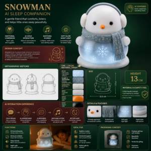 XDT Poupée en peluche intelligente AI Bonhomme de neige multi-positions en ABS, avec fonctions de lancer, de couchage, de câlin et de ronflement, intégrant le support ChatGPT, OEM ODM 51 99cm - Product Image 5