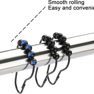 YIWANG Black Matel Bathroom <b>Shower</b> Curtain Ring Hanging Hooks - Product Image 4